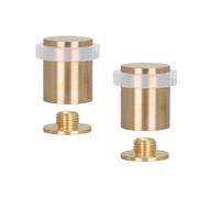 EVI Herrajes | Pack con 2 Fermaporte| Ø24 x 30 mm |Ottone Opaco con Gomma Bianca di Silicone Naturale | Compresi utensile, vite + tassello di fissaggio| I-180