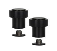 EVI Herrajes | Pack con 2 Fermaporte| Ø24 x 35 mm |Acciaio Inox Finitura Laccata Nera con Gomma Nera di Silicone Naturale | Compresi utensile, vite + tassello di fissaggio| I-181