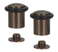 EVI Herrajes | Pack con 2 Fermaporte| Ø24 x 35 mm |Ottone Finitura Rustica con Gomma Nera di Silicone Naturale | Compresi utensile, vite + tassello di fissaggio| I-108