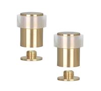 EVI Herrajes | Pack con 2 Fermaporte| Ø24 x 35 mm |Ottone Opaco con Gomma Bianca di Silicone Naturale | Compresi utensile, vite + tassello di fissaggio| I-180