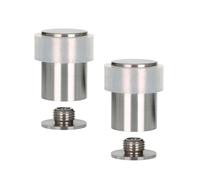 EVI Herrajes | Pack con 2 Fermaporte| Ø24 x 35mm |Acciaio Inox Finitura Opaca con Gomma Bianca di Silicone Naturale | Compresi utensile, vite + tassello di fissaggio| I-181