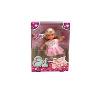 Simba 105733867 Evi Love Ballet School, bambola in dolce vestito da ballerina con asta, corpo completamente mobile, bambola da gioco da 12 cm, dai 3 anni in su