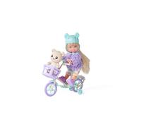 Simba Evi Love Teddy Bike, bambola da gioco con una giacca soffice, con casco, scarpe, bicicletta e orsacchiotto, 12 cm, dai 3 anni in su