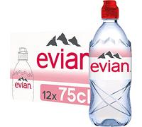 Evian - Cappellino per sport acquatici minerali naturali Evian, 75 cl, confezione da 12