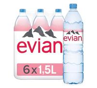 Evian Acqua minerale naturale naturale, 1,5 l (confezione da 6)