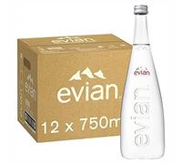Evian, bottiglia in vetro naturale naturale per acqua minerale da 750 ml, confezione da 12