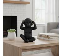Evideco French Home Goods Scimmia saggia Hear-No Evil Modello-Resina-Nero Oro