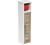 EVIDECO 9912306 Portarotolo e armadietto 2 in 1 Stockholm-Marrone Rovere, 100% Fibra di Legno a Media densità + Specchio, Stoccolma, 7.2'L x 7.2" W x 29.9" H