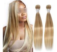 Evidenzia Fasci Di Capelli Umani Fasci Di Capelli Biondi Dritti Ombre Fasci Di Tessitura Dritta Estensioni Dei Capelli Umani 22 22 22 22