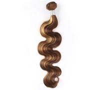 Evidenzia i pacchi setosi, P4/27 Ombre Biondo Castano Capelli Umani 1 Pacco Extension per Capelli Vergini Remy a Trama per Donne(body,14in-1bundle)