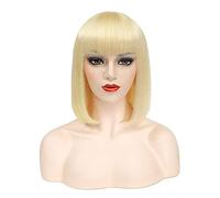 Evidenzia la parrucca bob capelli umani, cortometraggi bocconcini parrucche per capelli umani con scoppi senza scivolare non in pizzo miele anteriore bionda brasiliana virgin cionceri dritti wigs con