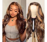 Evidenzia Ombre 13x4 HD Parrucche anteriori in pizzo trasparenti Capelli umani P4 / 27 Colore Biondo miele Onda corporea Parrucca frontale in pizzo for donne Senza colla 150% Densità Pre pizzicata con