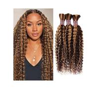 Evidenzia P4/27 Capelli umani intrecciati for trecce boho 1-3 pacchi senza trama, capelli Remy sfusi a onda profonda(18 20 22)