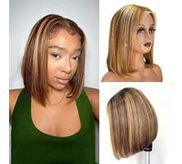 Evidenzia Parrucca Ombre Bob for capelli umani Parrucca frontale in pizzo 13x4 HD Ombre Bob Parrucche anteriori in pizzo Capelli umani pre pizzicati con i capelli del bambino 4/27 Parrucche Ombre Bob