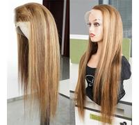 Evidenziare Parrucca Dei Capelli Umani Pizzo Trasparente pront Parrucche por Donne Pre-Pizzicato Pizzo pree Parte Marrone Bionda Osso Dritto