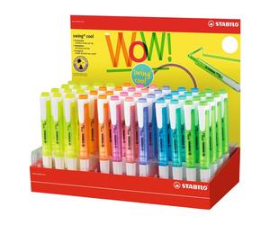 Evidenziatore a pennarello Stabilo swing cool: espositore da banco con 48 pz.
