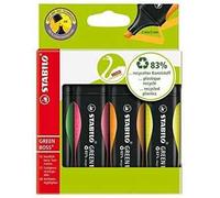 Evidenziatore Ecosostenibile - STABILO GREEN BOSS - 83% Plastica Riciclata - Astuccio da 4 - Colori assortiti