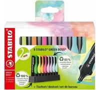 Evidenziatore Ecosostenibile - STABILO GREEN BOSS Pastel Desk-Set - 8 Colori assortiti 4 Neon + 4 Pastel