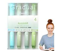 Evidenziatore estetico | Evidenziatore sfumato in 4 colori per studenti | Evidenziatore con punta a scalpello color crema, a base d'acqua, ad asciugatura rapida, per appunti per lo studio della