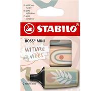 Stabilo BOSS MINI Naturevibes - Evidenziatore - Astuccio da 3 - Cenere, Verde Oliva, Sabbia