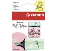 Evidenziatore - STABILO BOSS MINI Pastellove - Astuccio da 3 - Carta da Zucchero/Rosa Antico/Verde Menta