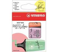 Evidenziatore - STABILO BOSS MINI Pastellove - Astuccio da 3 - Rosa Pesca/Verde Menta/Glicine