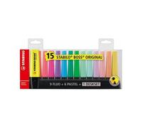 Evidenziatore - STABILO BOSS ORIGINAL Desk-Set - 15 Colori assortiti 9 Neon + 6