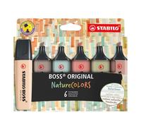 Evidenziatori Stabilo Boss NatureColors, tratto 2 + 5 mm, colori assortiti, Stabilo, astuccio 6 pezzi - 70/6-2-2