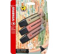 Evidenziatore - STABILO BOSS ORIGINAL NatureCOLORS - Pack da 3 - Verde Oliva/Terra di Siena/Fava di Cacao