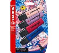 Evidenziatore - STABILO BOSS ORIGINAL NatureCOLORS Wildflower - Pack da 4 - Cipria/Blu elettrico/Giglio Viola/Borgogna