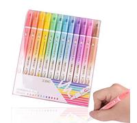 Evidenziatori Cancellabili a Doppia Punta, Set 12 Pezzi Colori Pastello, Pennarelli Carini per Scuola e Bambini