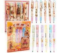 Evidenziatori Capybara - Colori Pastello Luminosi, Inchiostro Resistente al Macchiato, Set Capybara, Ideale per Scuola, Università & Ufficio, Perfetto per Evidenziare, Disegnare & Appunti, Set da 12
