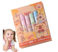 Evidenziatori Capybara - Set Di Pennarelli Con Punta A Scalpello, Adorabili Penne Fluorescenti Pastello Capybara Set Di 6 | Senza Sbavature, Per Diario, Appunti In Agenda, Studenti E Material