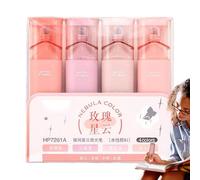 Evidenziatori con glitter - Set di 4 pennarelli pastello, penne estetiche a tinta unita, inchiostro a prova di sbavature, accessorio per diario per prendere appunti, studenti e ufficio