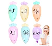 Evidenziatori Multicolori,6 Evidenziatori Fluorescenti | Punta Cuneiforme Asciugatura Rapida Design Carota, Marcatori Brillanti Materiale Scolastico per Adulti, Bambini, Studio, Università,