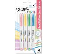 Evidenziatori Sharpie S-Note - Set da 4 Colori Pastello, Punta a Scalpello, Per Scuola e Ufficio- Pack Scorta 12 pezzi