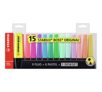EVIDENZIATORI STABILO BOSS CONFEZIONE DESKSET DA 15 PEZZI (9 FLUO + 6 PASTEL)
