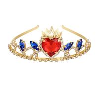 Evie Gold Tiara Evie Descendants Corona Gioielli Rosso e Blu Cuore Collana Set Evie Halloween Tema Costume Corona Tiara Principessa Natale Compleanno Costume Adolescente Regalo per Ragazze, 2.0 inches