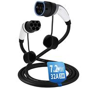 EVIEUN Cavo Ricarica Auto Elettrica Tipo 2 | 32A 7,2KW | Monofase | 3 Metri | per i Veicoli Elettrici e Ibridi Plug-in Tipo 2 a Tipo 2, Compatibile con ID.3 ID.4 Model 3 e-Tron Zoe i3 Leaf e-Golf