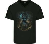 Evil Alien Strega Fantasia Strega Halloween da Uomo Scollo A V Cotone T-Shirt