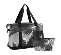 Evil Anime Girl Borsa da viaggio con tasca bagnata tracolla regolabile borsa da palestra per trekking pieghevole per uomini donne