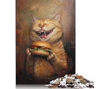 Evil Cat Hamburger Food Jigsaw Puzzle Impossible 1000 Pezzi Decorazione Per La Casa. Giochi Rilassamento E Intelligence Per Adulti E Bambini Da 12 Anni 500pcs (52x38cm)