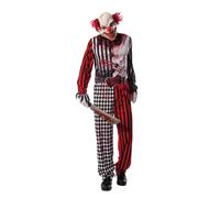 Evil Clown Costume Uomo Horror Spaventoso Deluxe Clown Adulti Costume + Maschera