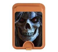 Evil Death Skull Pentagram Magnetic Card Wallet Holder Stand per iPhone 16 15 14 13 Pro Max, Multicolore