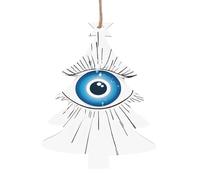Evil eye - Ornamenti natalizi in legno fatti a mano con stampa su entrambi i lati, decorazione da appendere per albero di casa. 2 pezzi
