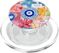 Evil Eye Summer Beach Hibiscus Flower Shells Collage Preppy PopSockets PopGrip per MagSafe