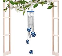 Evil Eye Wind Chime - Blue Protection Hanging Bells, Blessing Windcatcher Charm, Outdoor Decoration, Nazar Ornament | For Garden Patio Balcony Home Mothers Day Gift
