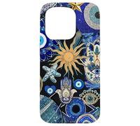 Evil Eyes Hamsa Hand Beach Blue Collage Coastal Custodia per iPhone 15 Pro