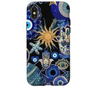 Evil Eyes Hamsa Hand Beach Blue Collage Coastal Custodia per iPhone X/XS