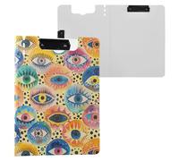 Evil Eyes Palla su Arcobaleno Leopardo Stampato Cartella Appunti con Doppia Clip in Metallo Portapenne Clip Board con Copertina rigida Appunti Raccoglitore Forniture per medici